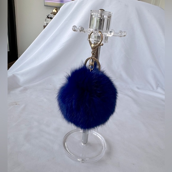 3 Pom Pom Bag Charm Key Chain Faux Fur Very Soft - Picture 4 of 8